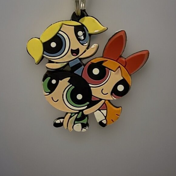 Vintage Power Puff Girls Keychain Cartoon Network Backpack Charm Blossom Bubbles - Picture 2 of 10